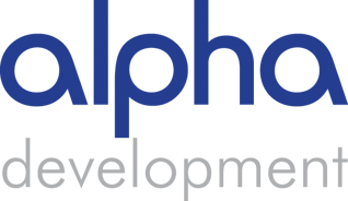 Alpha Development Logo - Blue and Grey